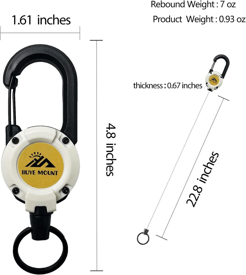 Yojaro Retractable Keychain Heavy Duty 2Pack, Multitool Carabiner Badge Holder, Retractable Keychain Clip Id Holder, Upgraded 58cm Stainless Steel Cord White - Image 3